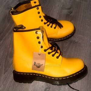 Dr. Martens Bright Yellow Boots with Black Accents